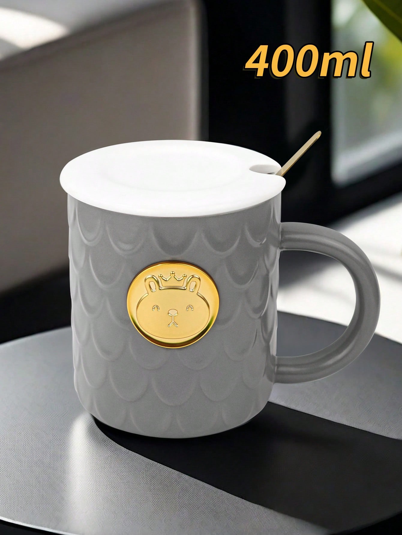 灰色陶瓷杯 400ml咖啡杯