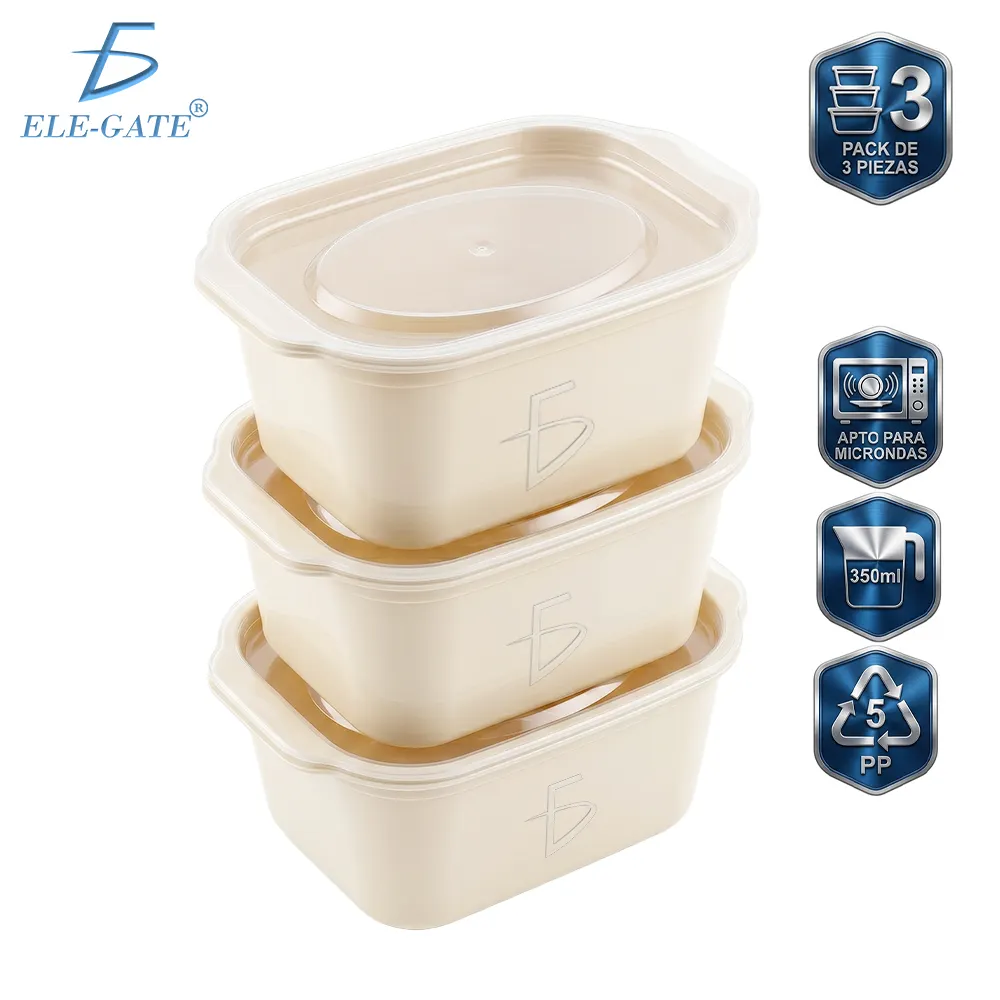 3件套塑料保鲜盒 350ml 纯色 食品级